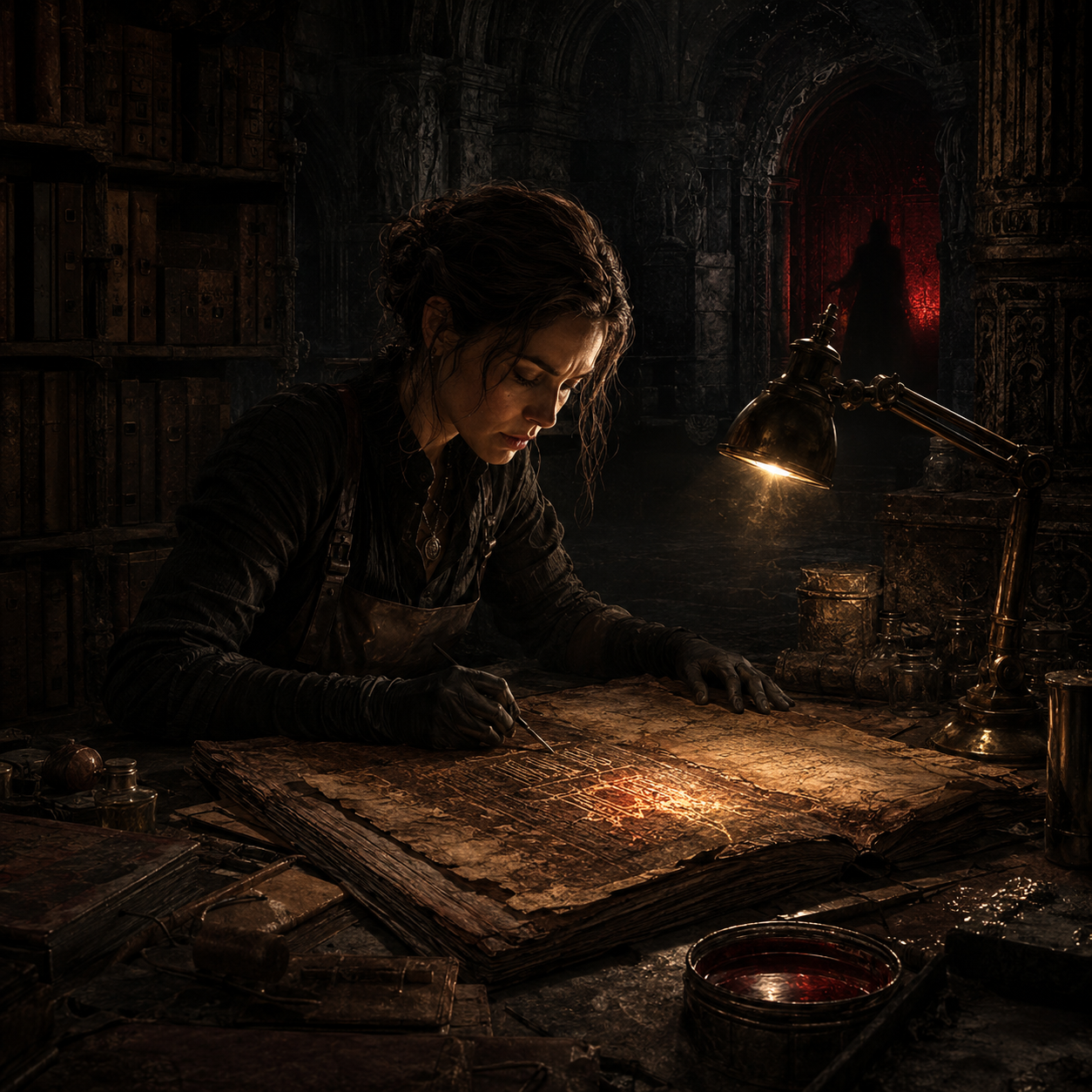 Cinematic image inspired by Elena Reed's investigation in The Blood Sovereign