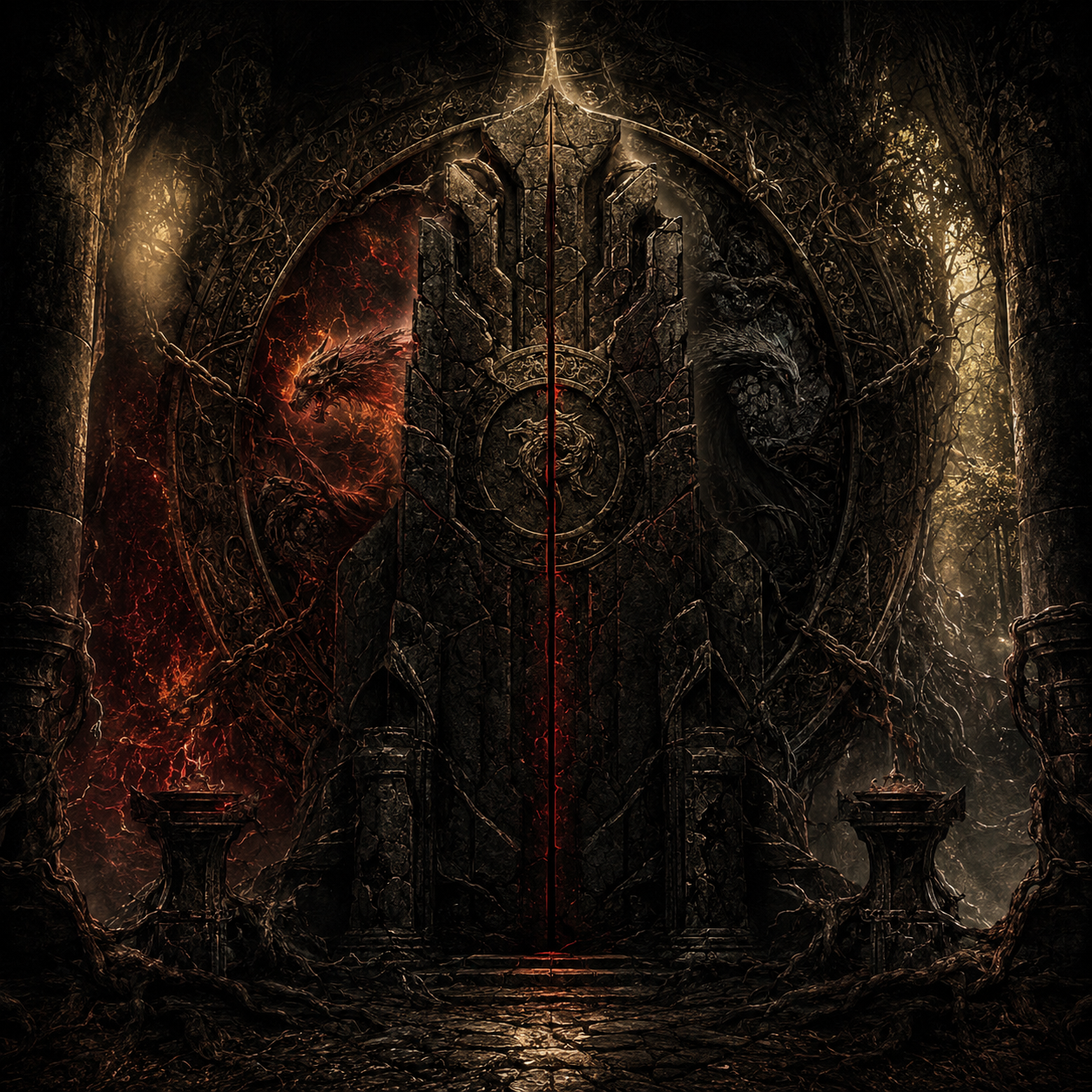 Cinematic image inspired by the blood, balance, and ancient-force themes of The Blood Sovereign